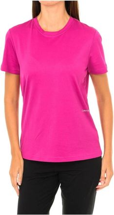 Calvin Klein Korte mouw ronde hals t-shirt - Dames - T-shirts - Roze - XS - Katoen - Tops