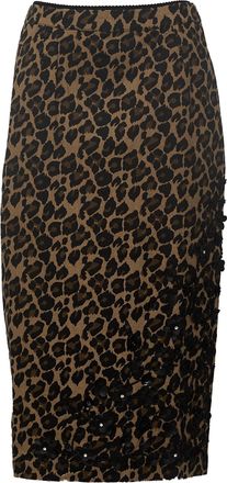 Essentiel Kasey Leopard Floral Floral Print Midi Skirt