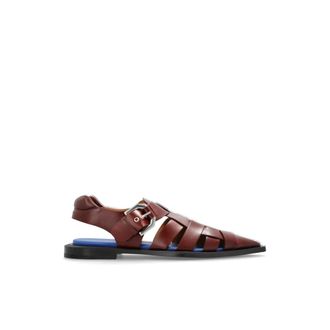 Lanvin Flat Sandals, male, Brown, Size: 9 1/2 US Pointed-toe Leather Sandals