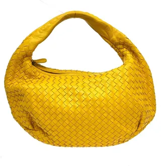 Bottega Veneta Belly Hobo Intrecciato Nappa Yellow Leather Handbag (Pre-Owned)