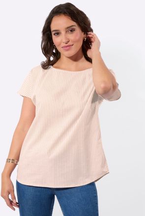 Casual Looks Schlupfbluse CASUAL LOOKS, Damen, Gr. 36, beige, wei&szlig;, gestreift, 100% Baumwolle, gemustert, gestreift, mehrfarbig, Rundhals, Blusen Schlupfbluse