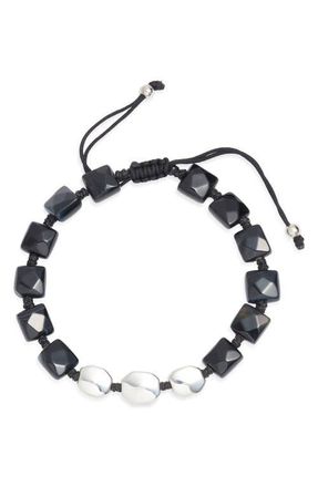 Caputo & Co. Faceted Square Bracelet in Black Agate at Nordstrom