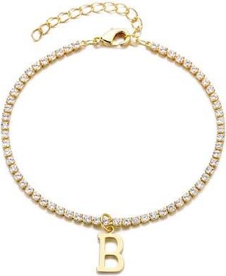 Adornia Initial Charm Tennis Bracelet in Gold-B at Nordstrom Rack