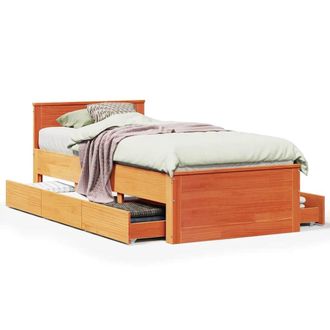 Berkfield Home Bed Frame Frame with Headboard Wax Brown 75x190 cm Small Single S