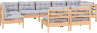 vidaXL Juego De Muebles De Jard&iacute;n 9 Pzas Y Cojines Madera Maciza Pino Vidaxl