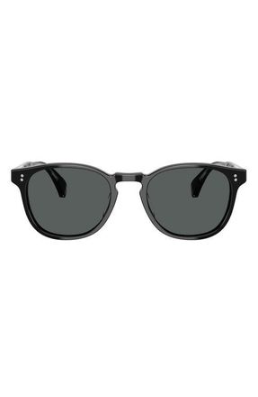 Oliver Peoples 51mm Polarized Round Sunglasses in Black/midnight Express Polar at Nordstrom