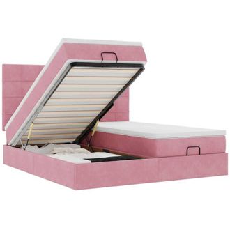 vidaXL Estructura De Cama Otomana Colchones Terciopelo Rosa 180x200cm Vidaxl