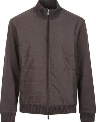 Fay Bi-materiaal jas van wol en katoen - Heren - Jassen - Bruin - Maat: 2XL Katoen