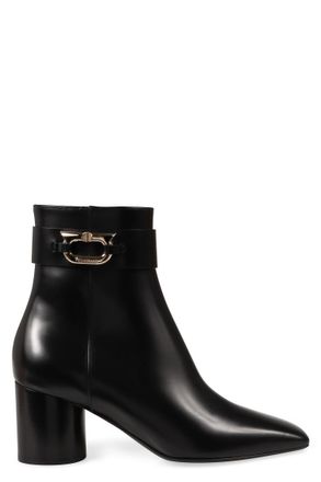 Ferragamo Black Solid Zipper Boots