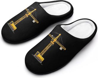 Generic Construction Crane Mens Slippers House Slipper Anti-skid Sole Indoor Shoes Outdoor Comfort Cotton