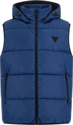 Guess Mouwloos gewatteerd vest met capuchon - Blauw - Heren - Bodywarmers - Blauw - M - Polyester - Jassen