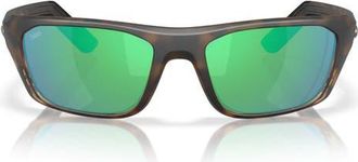 Costa 57mm Polarized Rectangular Sunglasses in Matte Tortoise/Green 580G at Nordstrom