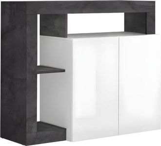 VENTE-UNIQUE.COM Buffet 2 puertas Francfort - L108 cm - Blanco y gris