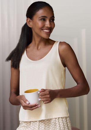 Lascana Tanktop LASCANA, Damen, Gr. 40/42, beige, Single Jersey, Obermaterial: 62% Polyester, 33% Viskose, 5% Elasthan, unifarben, Basic, bequem, tiefer Rundh