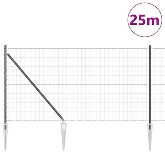 Berkfield Home Versatile Euro Fence with 13 Spike Posts 1x25 m Galvanised Steel Grey