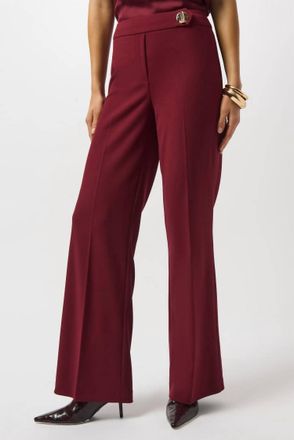 Joseph Ribkoff Scuba Crepe Wide Leg Pants In Merlot