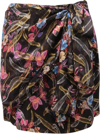 Pinko Bloemen zijden rok met ritssluiting - Dames - Korte rokken - Veelkleurig - M - Polyester - Rokken