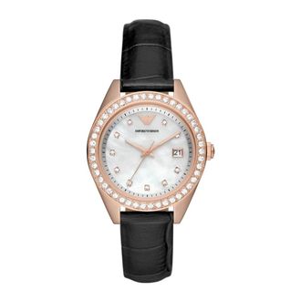 Emporio Armani Elegant Rose Gold Quartz Analog Watch - Dames - Horloges - Roze - ONE Size - Accessoires
