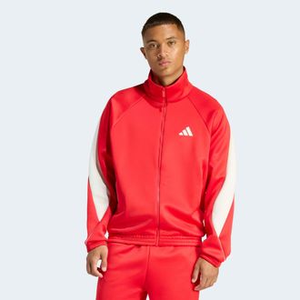 adidas Rollkragenpullover ADIDAS SPORTSWEAR M STADIUM TT, Herren, Gr. XXL, pure ruby, sanftes wei&szlig;, crystal linen, Obermaterial: 67% Polyester, 33% Baumwolle