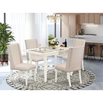 East West Furniture Dining Table- Parson Chairs, NOFL5-LWH-01