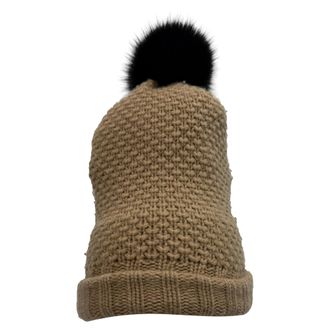 Burberry Pre-owned Womens Knitted Pom-Pom Beanie in Brown Wool - Mocha - One Size