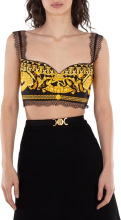 Versace Barocco Printed Bralette Top, Brand Size 36 ( US Size 0 )