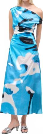 Staud Phare Silk Dress In Blue Haze