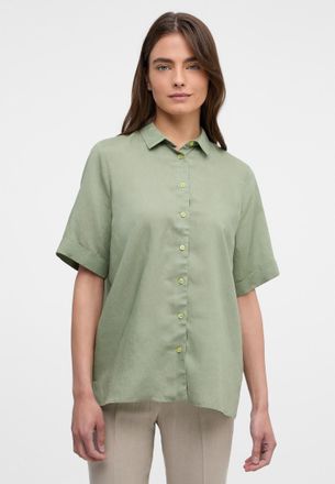 Eterna Hemdbluse ETERNA LOOSE FIT, Damen, Gr. 42, khaki, 38% Leinen, 62% Lyocell, Blusen Hemdbluse