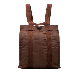 Herm&egrave;s Her Line Brown Canvas Backpack (Pre-Owned)