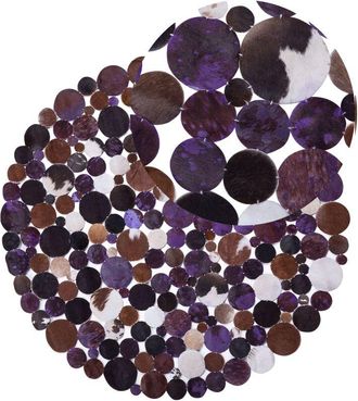 Beliani Beliani - Cowhide Round Area Rug Dots Hair-On Leather ø 140 cm Purple Multicolour Sorgun