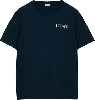 Loewe Unisex Embroidered Logo T-shirt in Navy Cotton - Size X-Large