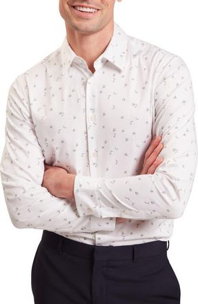 Ted Baker Iskran Floral Print Stretch Cotton Button-Up Shirt in White at Nordstrom, Size 5