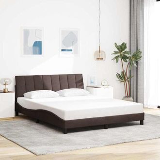 vidaXL Cama Sin Colch&oacute;n De Tela Marr&oacute;n Oscuro 160x200 Cm Vidaxl