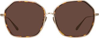Linda Farrow ROWE LFL1432 C2 Womens Sunglasses Gold Size 65