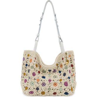 The Sak Los Feliz Medium Crochet Tote Bag in Natural Multi Flowers at Nordstrom