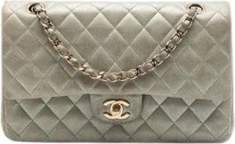 Chanel Pre-owned Classic Flap Bag - Dames - Vintage Schoudertas - Grijs - ONE Size - Leer - Vintage