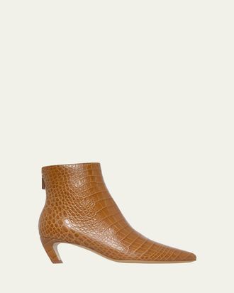 Gabriela Hearst Clayton Croc-Embossed Leather Ankle Boots