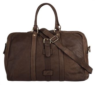 Forty Degrees Reisetasche FORTY, Damen, Gr. B/H/T: 53cm x 30cm x 20cm onesize, braun, Leder, leicht gl&auml;nzend, unifarben, Taschen Reisetasche, echt Leder, Made in It
