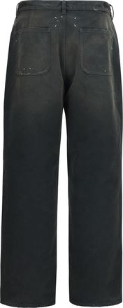 Maison Margiela Mens Double-Dye Workwear Pants Black + Spots Cotton Trousers