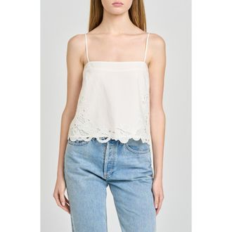 Wayf x Hannah Lovey Porter Lola Embroidered Detail Cotton Camisole (Nordstrom Exclusive) in Ivory at Nordstrom, Size X-Large