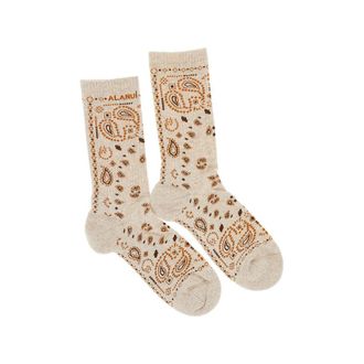Alanui Cotton-blend socks with Bandana motif Woman One Size