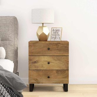 vidaXL Vidaxl - Mesita De Noche Madera Mango Madera Contrachapada 50x33x62 Cm