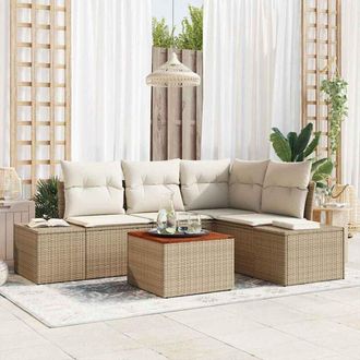 vidaXL Conjunto De Sof&aacute; De Jard&iacute;n 5 Pcs Beige, Blanco Vidaxl