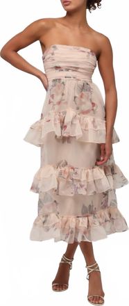Lulus Marigold Tiered Strapless Dress In Beige