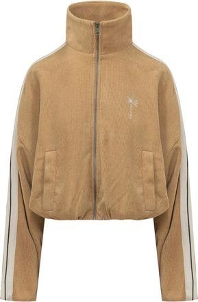 Palm Angels Palm Tree Chenille Jkt - Dames - Vesten met rits - Beige - S - Hoodies & sweatvesten