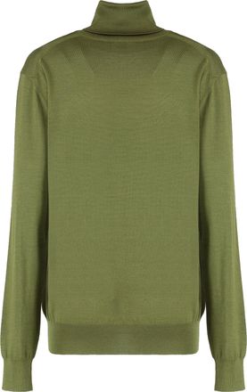Saint Laurent Womens Wool Blend Turtleneck Sweater Green
