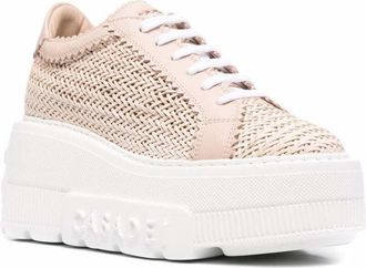 Casadei Womens Sneakers Woven Fabric Pink Polyurethane Trainers