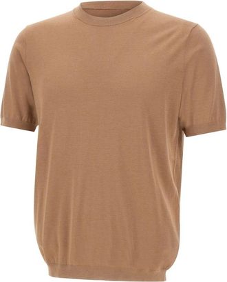 KANGRA Trui met ronde hals en korte mouwen - Heren - Ronde hals truien - Bruin - 2XL - Katoen - Truien & Vesten