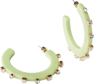 Smith & Co Womens Large City Girl Jewel Hoop Earrings In Pistachio