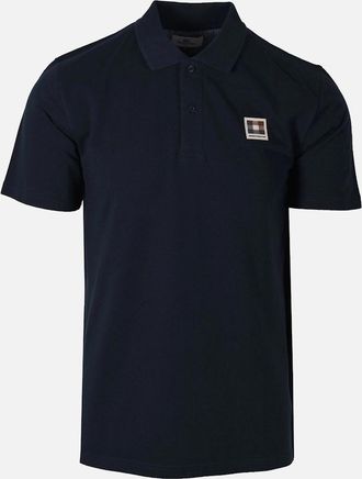 Aquascutum Mens Aquascutum Check Patch Polo Shirt Navy - Size: 40